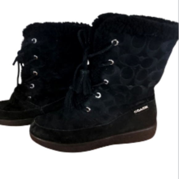 COACH Black Monogram Boot's Size 10 in Length - Picture 1 of 7